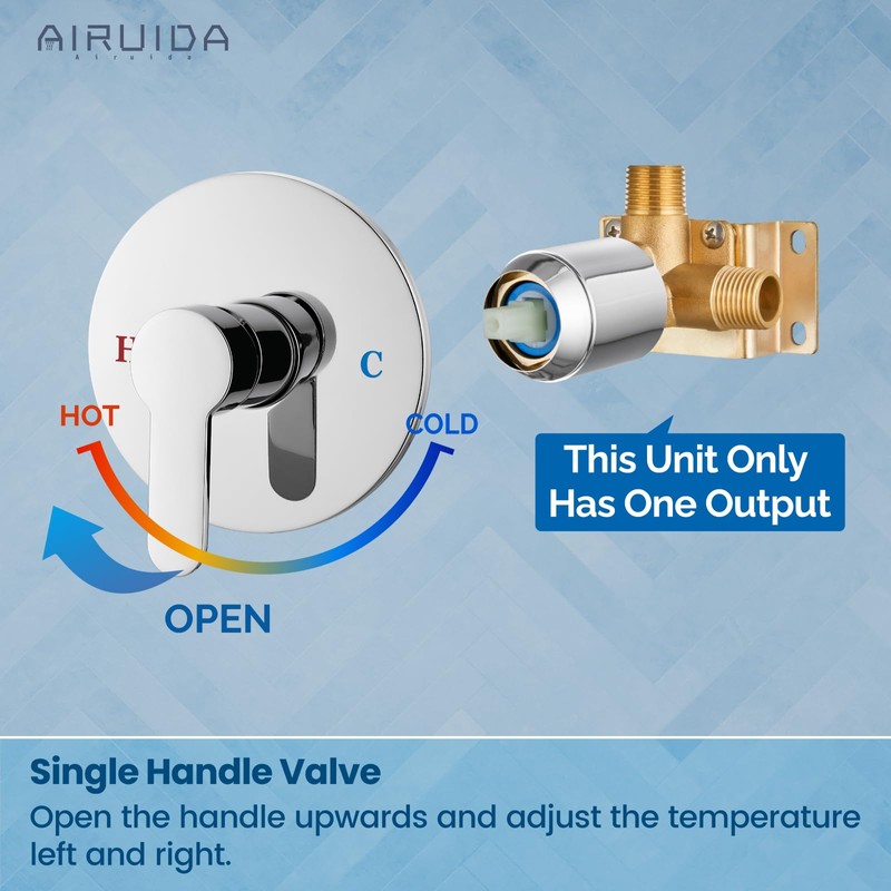 Airuida Round Single-Function Shower Handle Trim Kit Wall Mount Brass