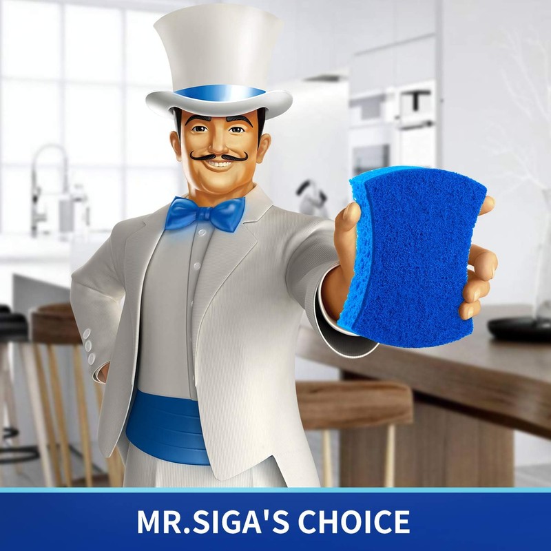 MR.SIGA Esponja Exfoliante de celulosa antiarañazos para Cocina, Doble Cara,