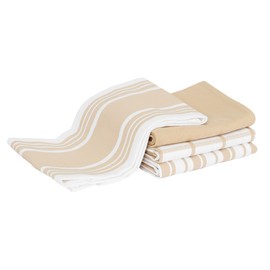 All-Clad Woven Bistro Kitchen Towels: Highly Absorbent, Super Soft Long Lasting - 100% Cotton, 20"x30" Dish Towels for Cleaning & Drying Dishes, Pans, Glassware, or Countertops, (4-Pack), Cappuccino