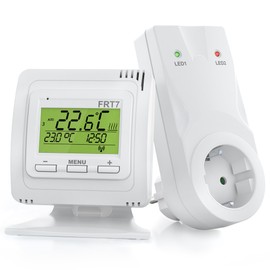 ELEKTROBOCK FRT7B3 Wireless Room Thermostat with Stand, Place Anywhere, with Receiver, Long Range, for Electric Heating and Infrared Heating, White