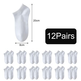 Enreluya Invisible Trainer Socks (12 Pairs), Socks for Men and Women, Made of Organic, Breathable Invisible Trainer Socks, White