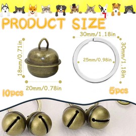 5 Pcs Extra Loud Dog Cat Collar Bells, Metal Pet Tracker Bell Cat Collars Brass Small Bells with Split Ring, Anti-Lost Training Charm Pendant Bell for Dogs Harness Potty Training Collar Decoration