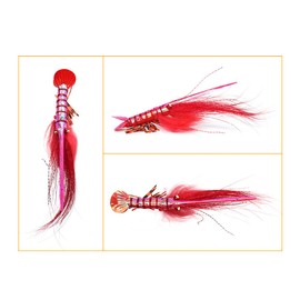 YZD Tarpon Flies Ultra Realistic Shrimp Flies Saltwater Fly Fishing Big Saltwater Flies Fly Fishing Lures Bonefish Flies Redfish Flies Snook Fly Lure Hooks (# 4/0 2 Pack Red)