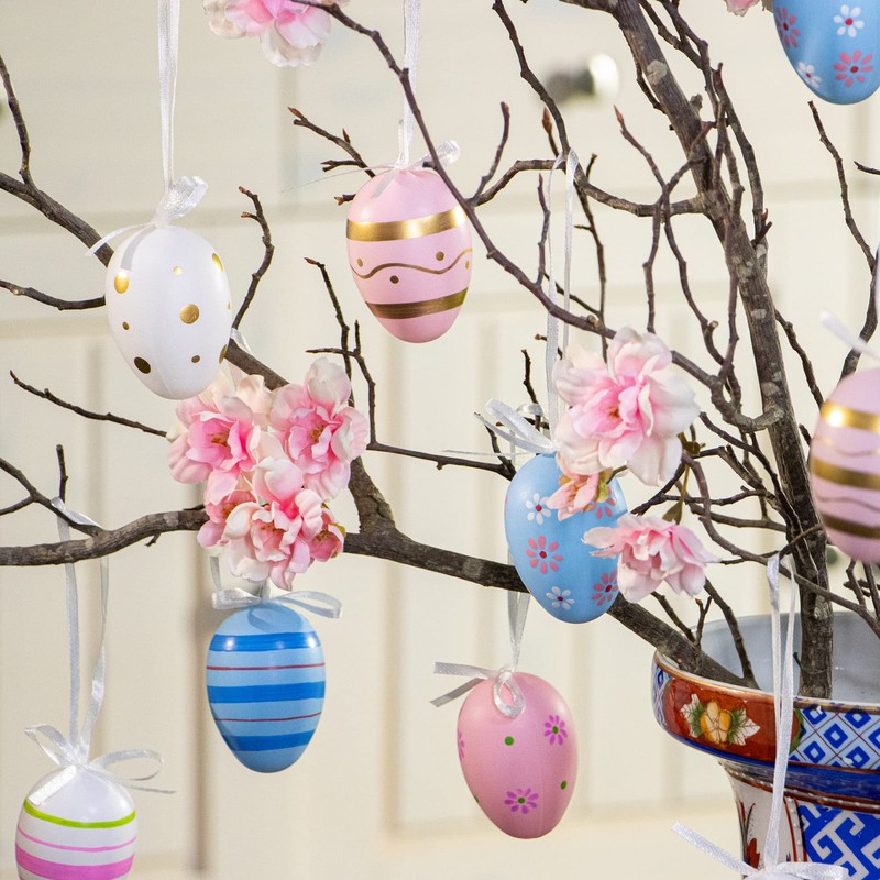 com-four® 18 x Easter Eggs for Hanging, Colourful Easter Eggs