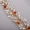 Chargances Bride Pearl Flower Headband Wedding Crystal Long Hair Vine