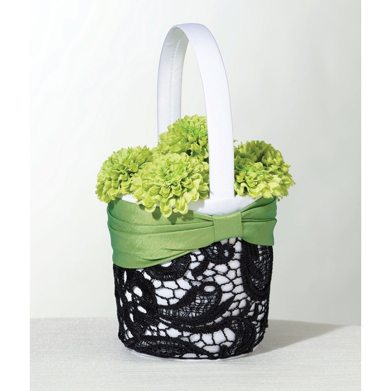 Lillian Rose Green Black Wedding Flower Girl Basket