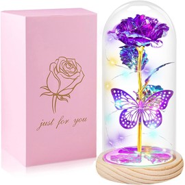 QUNPON Mothers Day Rose Gifts for Mom Flowers Rose Gifts for Women,Birthday Gifts for Women,Purple Butterfly Flowers for Mom Mother Day Flower Gifts from Daughter Son,Gift for Sister,Her,Grandma,Wife
