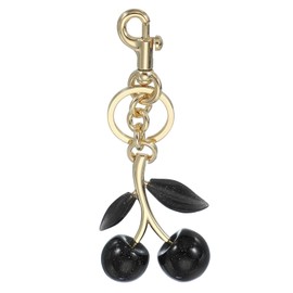 PATIKIL Cherry Keychain for Women Bag Purse Charm Cute Cherry Accessories with Key Ring and Clip for Handbag Keys Car Ring, Black-Light Gold
