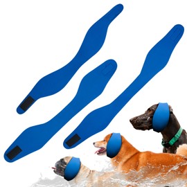 3 PCS Dog Swim Cap Waterproof Rubber Ear Covers 3 Sizes for Bath, Swimming, Supply for Small Medium Large Dogs Puppies, Blue