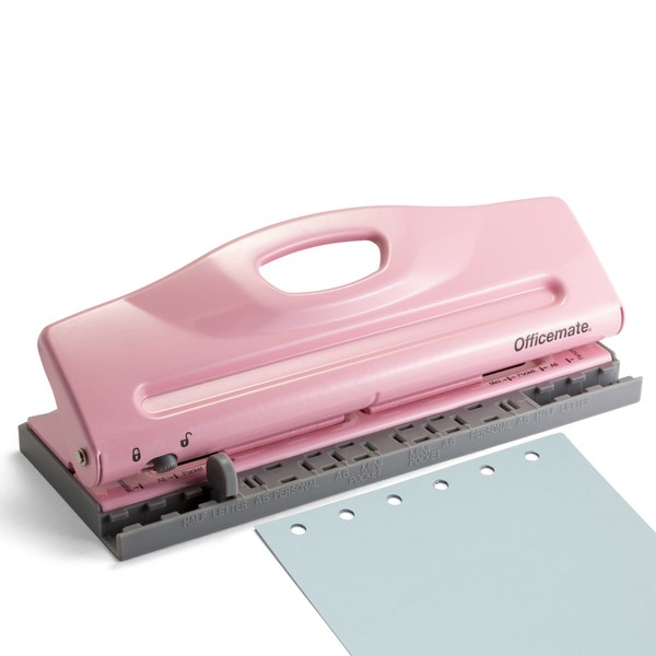 Officemate Adjustable 6-Hole Punch for Planners and Binders, 8 Sheet