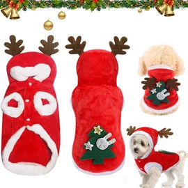 Christmas Pet Clothes, Dog Costume Christmas, Pet Elk Christmas Costume, Christmas Cat Clothing, Pet Hoodies Warm Dog Coat for Cats Dogs Schnauzer Teddy Poodle Chihuahua (L)