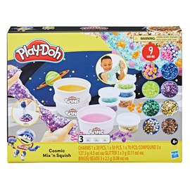 Play-Doh Slime Cosmic Mix 'n Squish Outer Space Toy Mixing Kit for Kids 4 Years and Up with 3 Colors and 9 Different Mix-ins, Non-Toxic