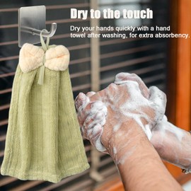 Roellgs 4pcs Kitchen Bathroom Hand Drying Towels, Decorative Towels, Microfibre Coral Velvet Cute Hand Towels, Dry Hands Instantly