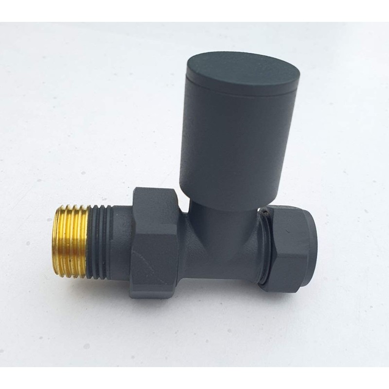 Manissa Anthracite Straight Towel Rail Valves 1/2" /15mm Radiator valves