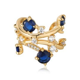 LADYGD Ear Cuff Earrings for Women Trendy 14K Gold Plated Cubic Zirconia Paved Multi-Colored Floral Sparkle Huggie Ear Cuffs Non Piercing | Clip On Cartilage | Single