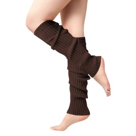 Clothirily Winter Leg Warmers - Fashion Knit Neon Leg Warmers for Women 80s Sports Party Yoga Accessories, Coffee