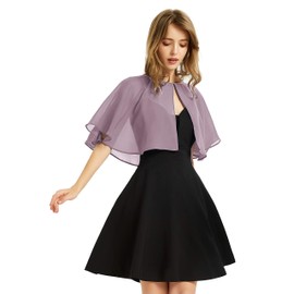 Women's Soft Chiffon Shawl Wraps Shrug for Evening Dress Wedding Cape Bolero Flapper Cover Up(Twilight Gray)