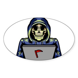 CafePress Hacking Cybersecurity Skeleton Computer Ha Sticker Oval Car Bumper Sticker(10-Pack)