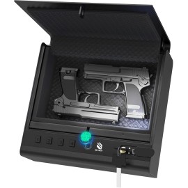 BE-TECH Biometric Gun Safe for Handgun, 0.22 Cubic Feet Fingerprint Pistol Black