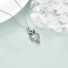 YAFEINI Moonstone Owl Necklace Gifts Sterling Silver Filigree Owl Pendant