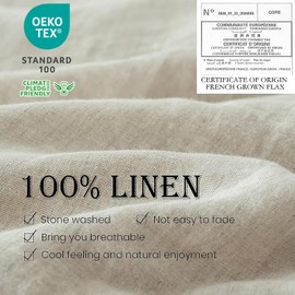 Simple&Opulence 100% Linen Duvet Cover Set 3pcs Basic Style Natural French Washed Flax Solid Color Soft Breathable Farmhouse Bedding with Button Closure - Linen, King