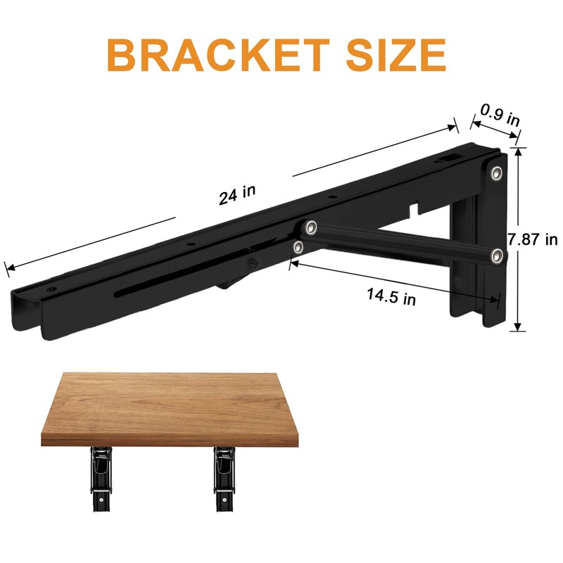 Folding Shelf Brackets - Heavy Duty Metal Collapsible Shelf Bracket