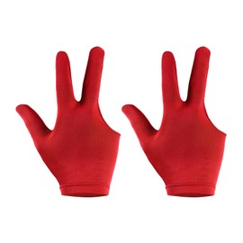PATIKIL 3 Fingers Pool Gloves, 2 Pack Billiard Gloves Left & Right Hand Show Gloves Pool Cue Glove for Shooter Carom Pool Snooker Cue Sport, Red