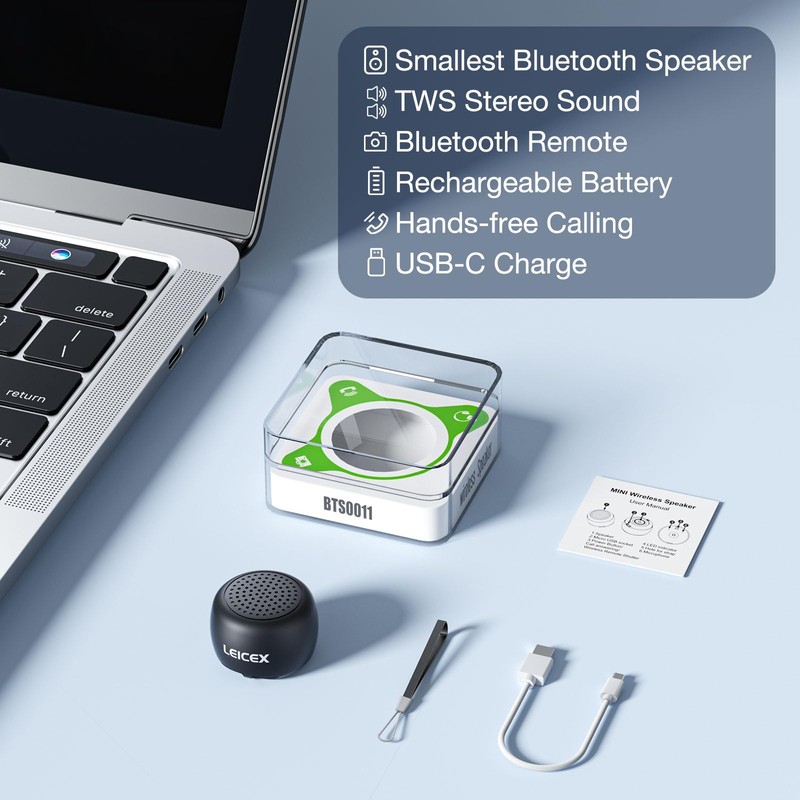 LEICEX Mini Bluetooth Speaker, Small Tiny Portable Bluetooth 5.0 Speakers