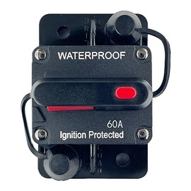 Xipupoo Xipupoo 60 Amp Circuit Breaker Resettable Fusewith Manual Reset Switch Button Waterproof 12V-48V DC for Boat Trolling Motor Marine ATV Trailer Vehicles Stereo Audio Electronic Battery Solar System