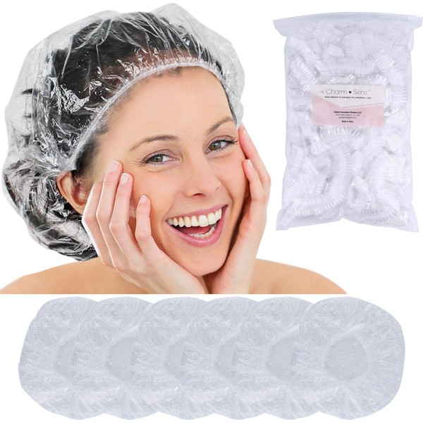 Disposable Hair Shower Cap Plastic Transparent Women Waterproof Hair Shower Cap for Treatment Spa Salon Home