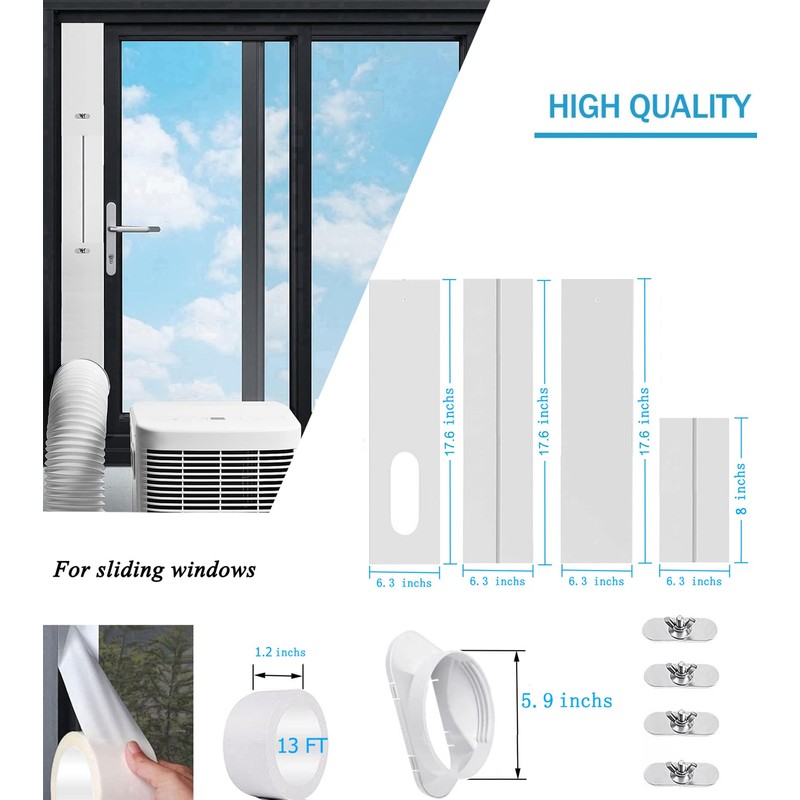Portable Air Conditioner Window Seal Kit with Coupler,Adjustable Vertical/Horizontal Sliding