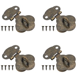 ZZLZX 4PCS Wooden Box Case Hasp Latch 16 Screws Antique Brass Wooden Box Hasp Metal Closing Hasp Latch Furniture Jewellery Box Lock Jewellery Gift Box DIY Box Hasp Storage Box Hinge