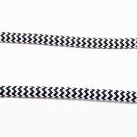 10 m Fabric Cable Black White Serrated 3G 0.75 mm² Textile Cable Lamp Cable Light Cable Power Cable Braided Zigzag