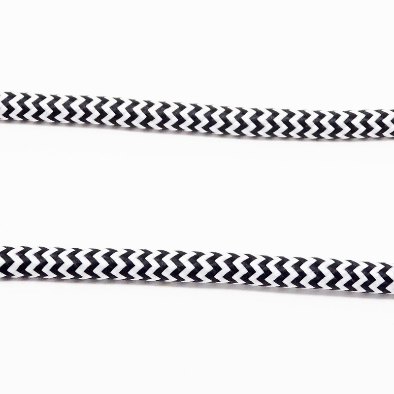10 m Fabric Cable Black White Serrated 3G 0.75 mm²