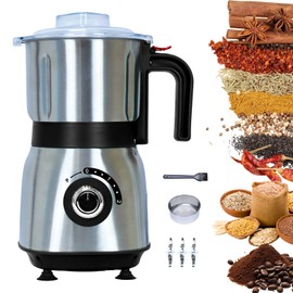 Versatile Kitchen Grinder | 500W Electric Mill | Grinds Spices, Nuts, Grains, Coffee | 3 Stainless Steel Blades | Dry Use (Black)