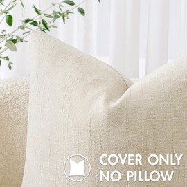 MIULEE Pack of 2 Decorative Throw Pillow Covers Soft Chenille Throw Pillows Solid Textured Cushion Covers for Couch Sofa Bedroom Living Room 18x18 Inch, Cream