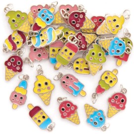 Baker Ross FE389 Ice Cream Bracelet Charms - Pack of 30, Perfect for Kids Jewellery Making Activities, Bracelets, Necklaces, Bead Art Activities or Party Crafting