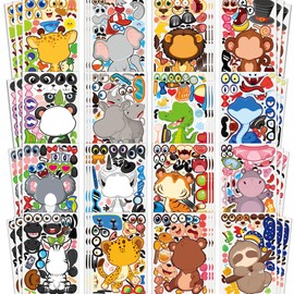MISS FANTASY Animal Stickers for Kids - 48 Pcs Safari Birthday Decorations Wild Zoo Jungle Stickers Party Decorations Favors Supplies Crafts for Kids Toddler Student Preschool Kindergarten Gift from Teacher