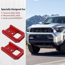 Front Tow Hooks for Toyota Tacoma 2024 2025 2026 & 4Runner 2025 2026 & Land Cruiser 250 2024 2025, T6061 Aluminum Red Direct Bolt-On Off Road Recovery Tow Hooks, Toyota Truck Accessories-2 Pack