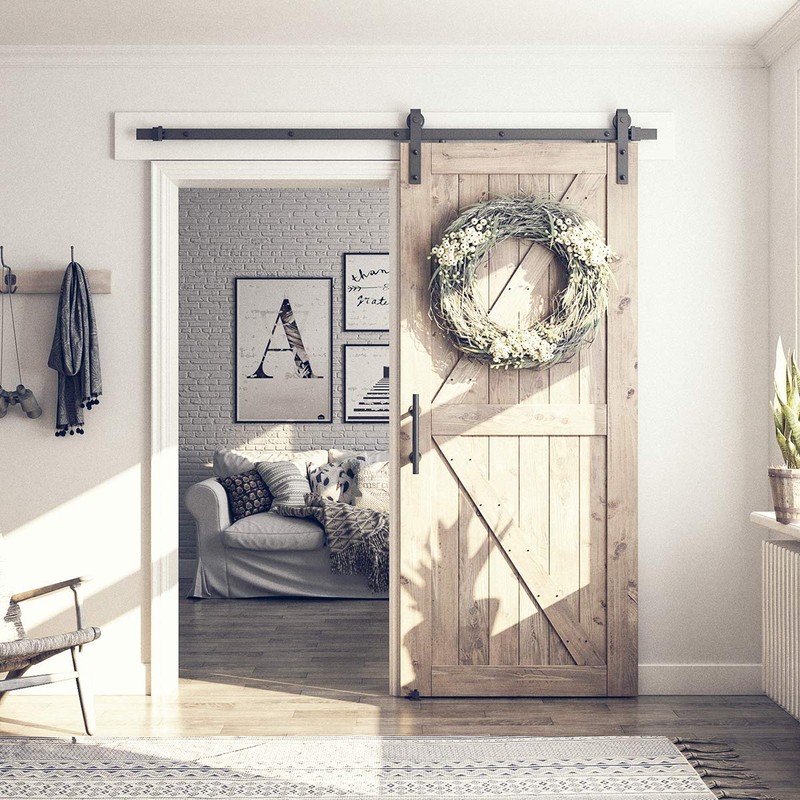 SMARTSTANDARD 6.6FT Sliding Barn Door Hardware Kit (Include 6.6ft Track