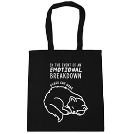Hippowarehouse In The Event Of An Emotional Breakdown Place Cat Here Tote Shopping Gym Beach Bag 42cm x38cm, 10 litres