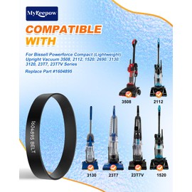 MyKEEPOW 1604895 Belt for Bissell Powerforce Compact Upright Vacuum, Vacuum Belt Compatible with Bissell Vacuum Cleaner Model 2112, 1520, 2690, 3508, 23T7, 23T7V, 3130, 21129, 3 Pack