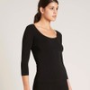 Boody 3/4 Sleeve Scoop Top, Black / M