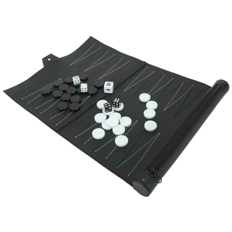Portable Backgammon with PU Leather Chess Board Foldable Backgammon Board