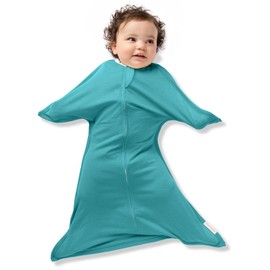 SleepingBaby Zipadee-Zip Transitional Swaddle Sack, 3-6 Month - Roomy Zipper Swaddle for Easy Diaper Changes and Proper Hip Development - Baby Swaddle Sack, X-Small - Classic Teal