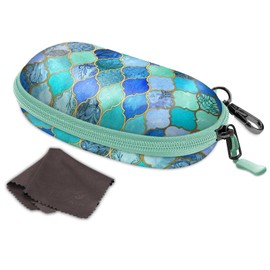 Fintie Sunglasses Case with Carabiner, Hard Shell Shockproof Sport Glasses Cases Travel Zipper Eyeglasses Holder, Cool Jade