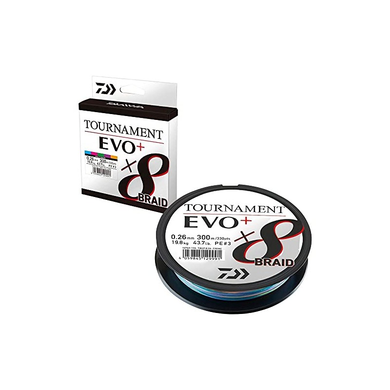 Daiwa Tournament x8 Braid EVO+ 0.20 mm, 18.0 kg/39.7 lbs,