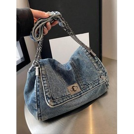 Mother's Day Gift, Fashion Denim Chain Purse Bag, 2025 Casual Versatile Crossbody Bag for Women, Trendy All-match Commuter Purse:_Blue_one-size