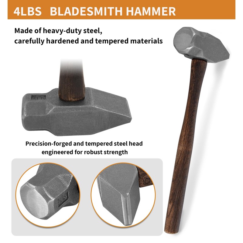 Blacksmith Hammer 4lb Handmade Anvil Forge Cross Peen Sledge Hammer