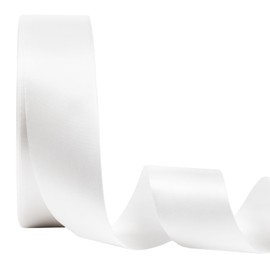 LaRibbons 1 1/2 Inch 50 Yard Double Faced Satin Ribbon,White Satin Craft Fabric Ribbon for Gift Wrapping Floral Bouquets Wedding Party Decoration